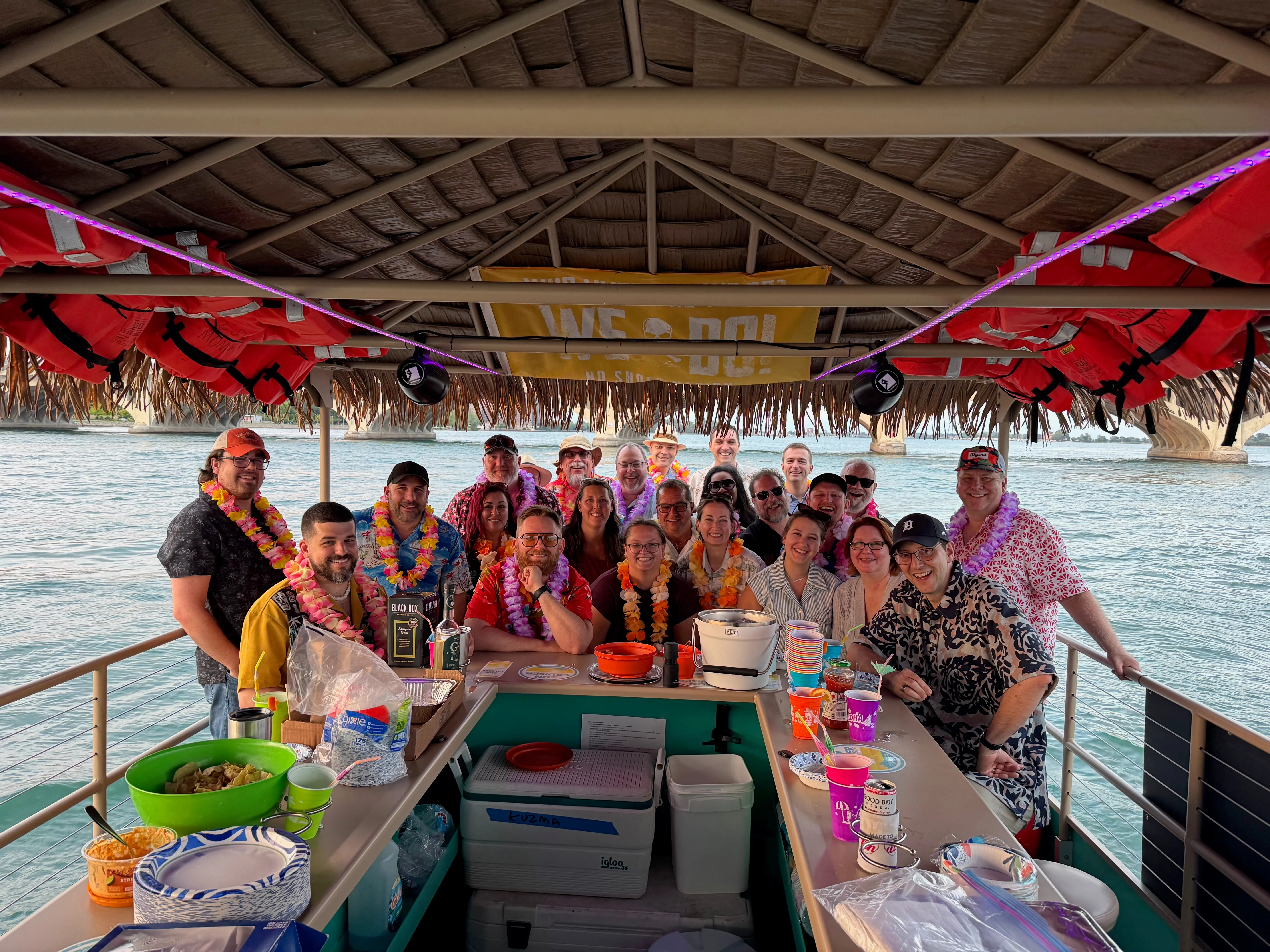 Lodge tiki boat outing